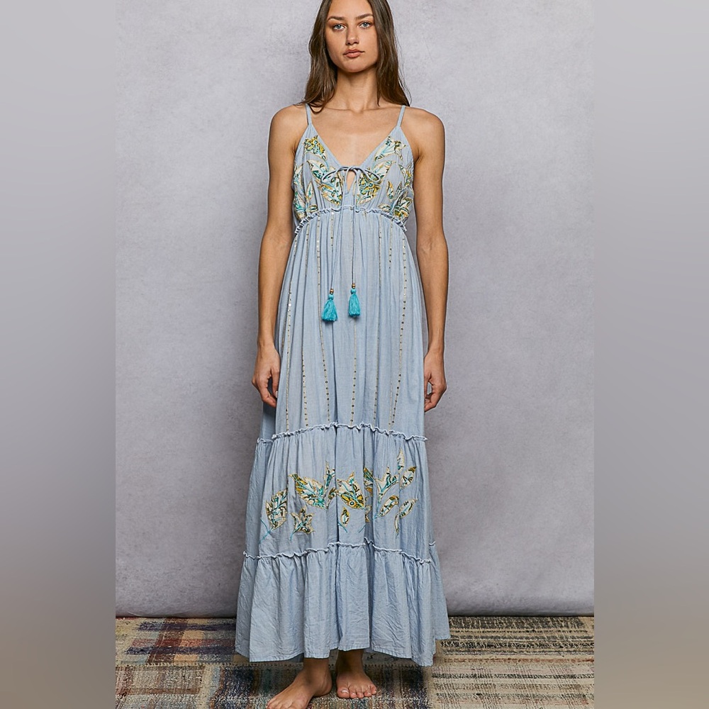 Light Denim Blues Maxi Dress - Picture 2 of 7